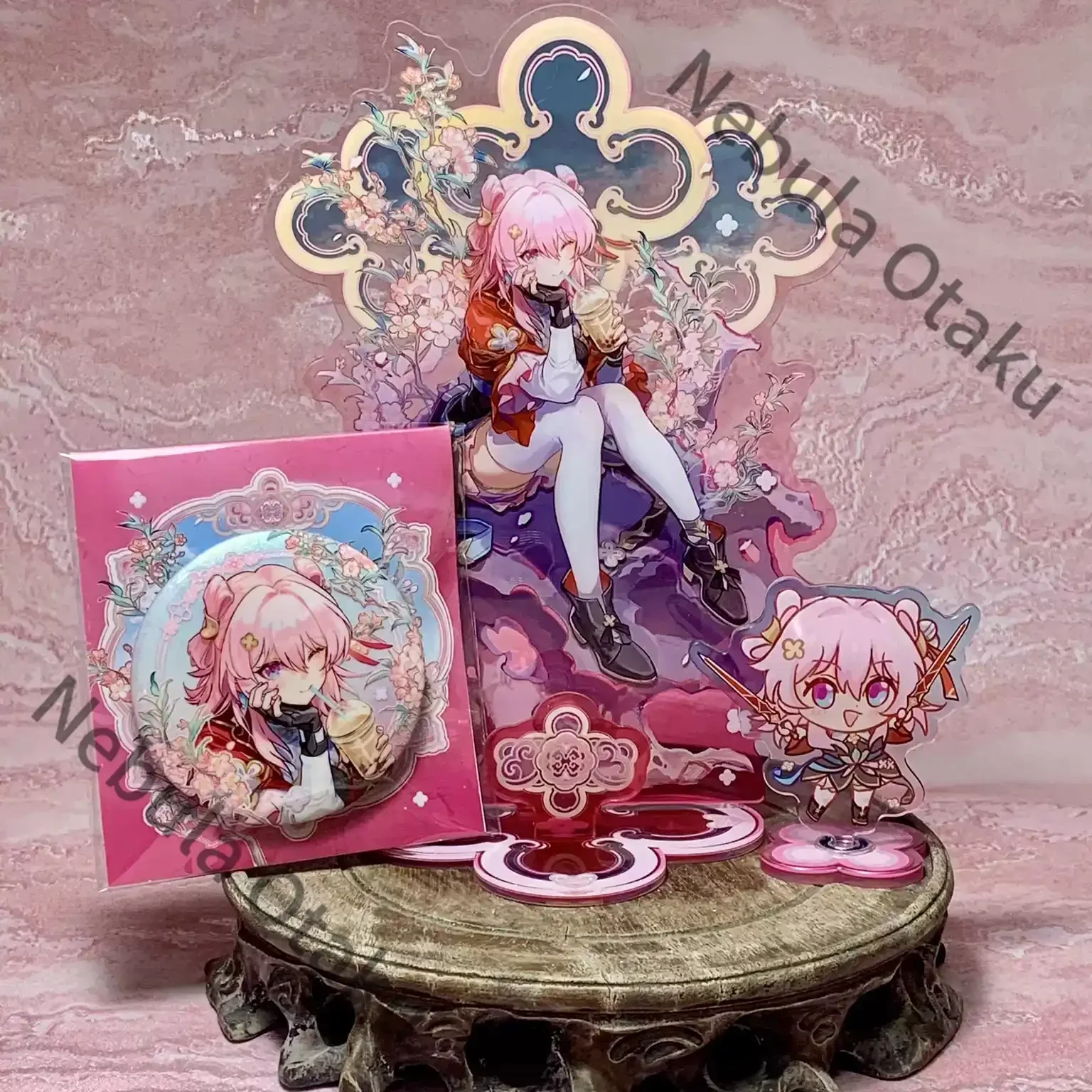 Honkai: Star Rail March 7th Evernight Double Flash Badge Standing Sign Postcard Cosplay Colleagues Adorable Souvenir Gifts Anime