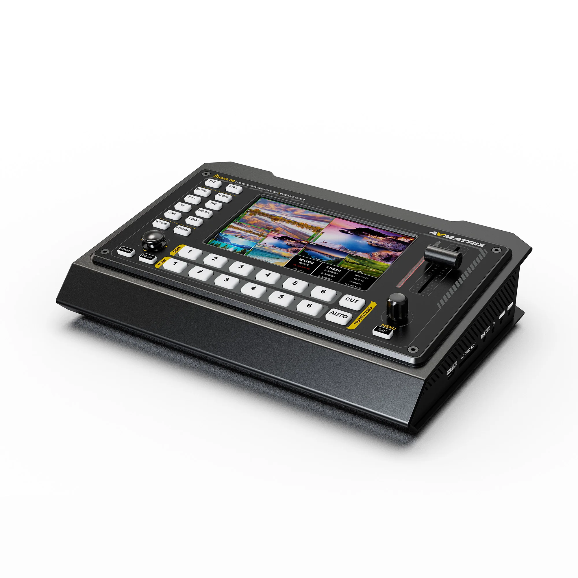 Built-in 5 Inch LCD Display 6 Channel HDMI/SDI Video Switcher With  Camera Control  Stream Record
