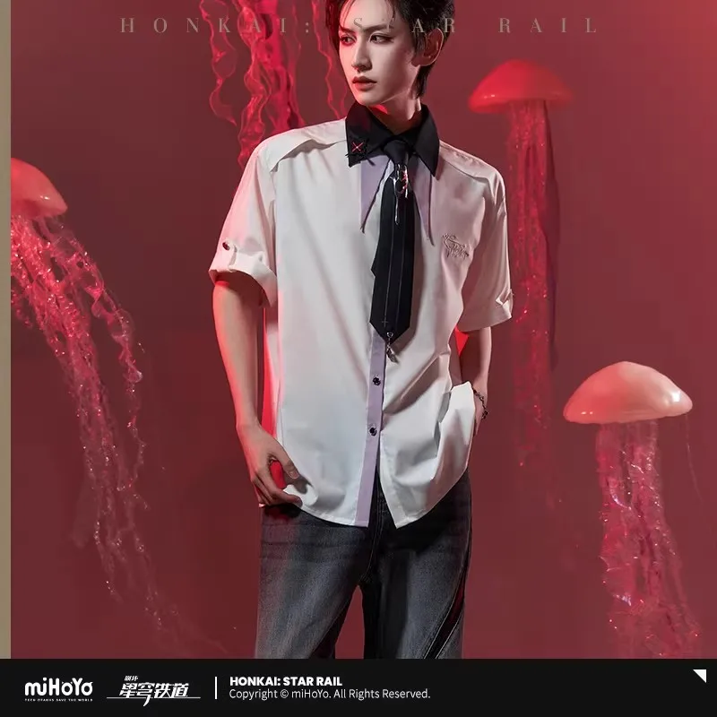 [Genuine] Evernight Impressions Series Short-sleeve Shirt Honkai Star Rail March 7th Cosplay Costumes Anime JK Tops XS-3XL Adult