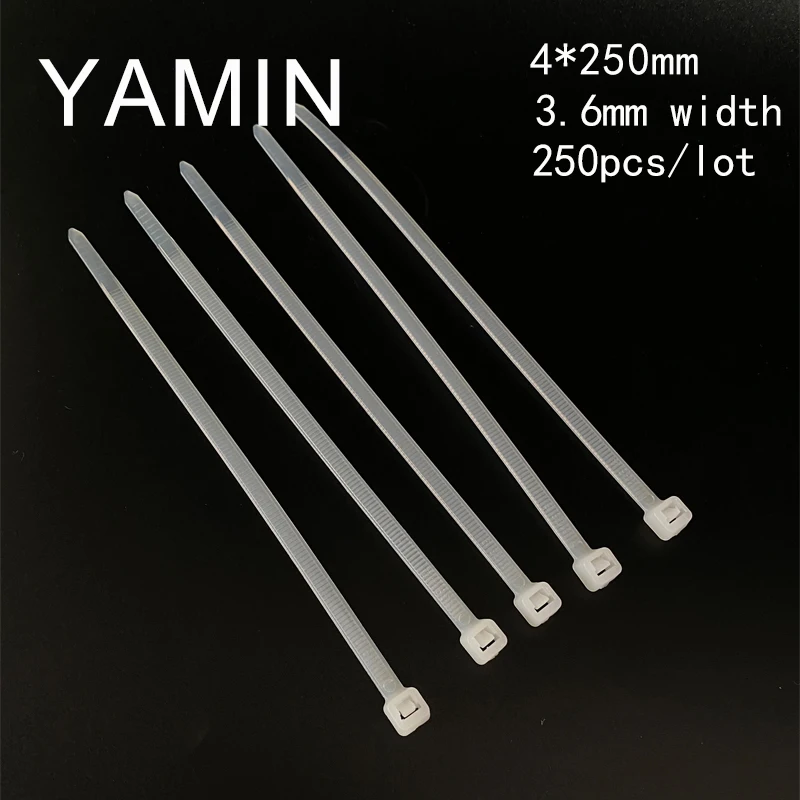 4*250mm Self-Lock Type Plastic Nylon Cable Tie National Standard Wire Fixed White/Black 250pcs/lot