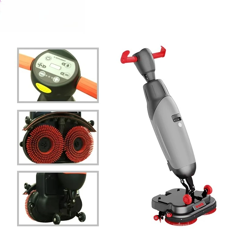 Small Walk Behind Floor Scrubber Dual Brush Cleaning Equipment Perfect For Supermarket Commercial Place Floor Deep Cleaning Jobs