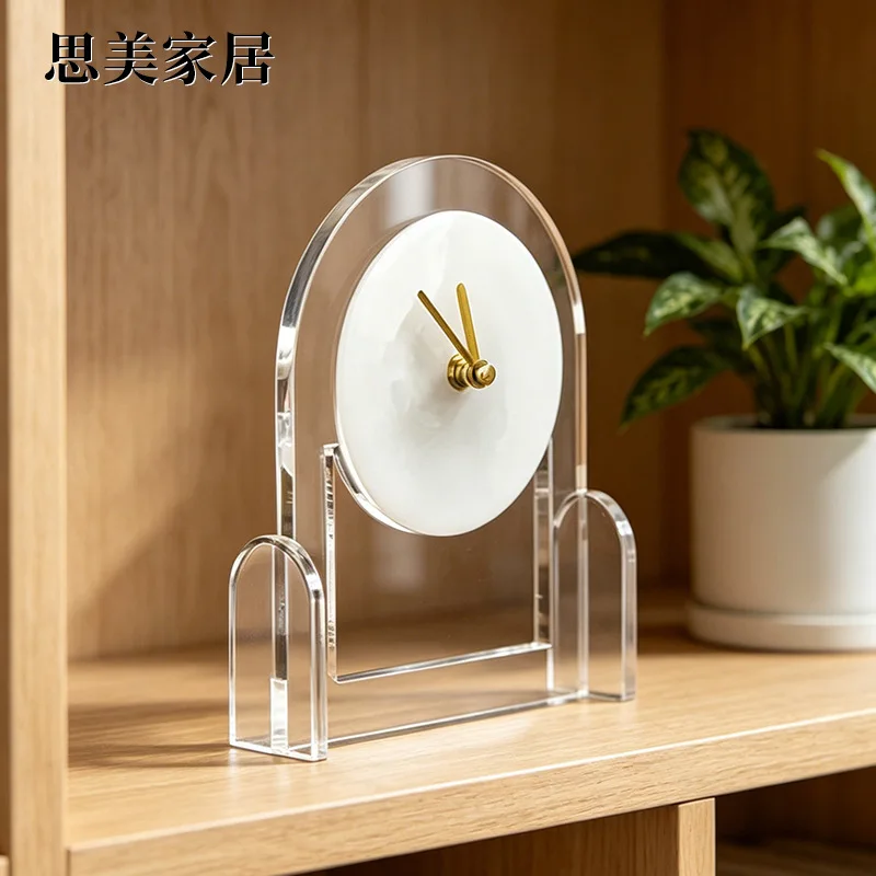 Modern Minimalist Acrylic Desk Clock Decorative Table Clock for Living Room Bedroom TV Cabinet