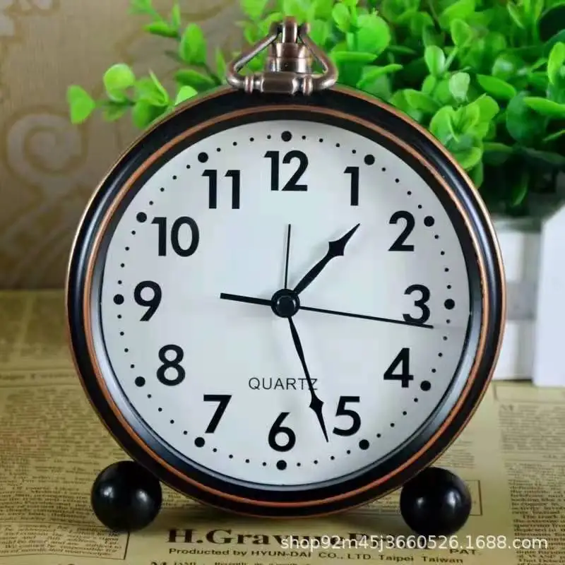 Vintage Metal 5 Inch Silent Desk Alarm Clock Bedroom Living Room Table Clock