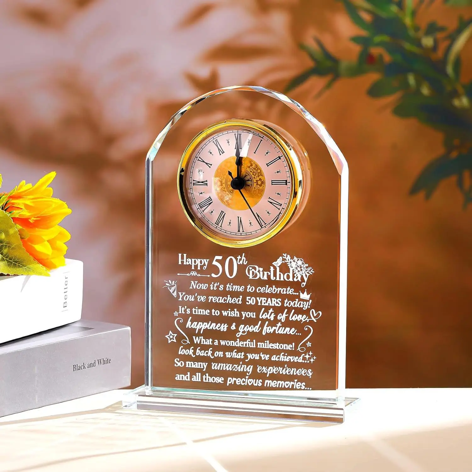 Creative light luxury crystal European table clock wedding memorial gift crystal clock living room ornament wedding decoration c