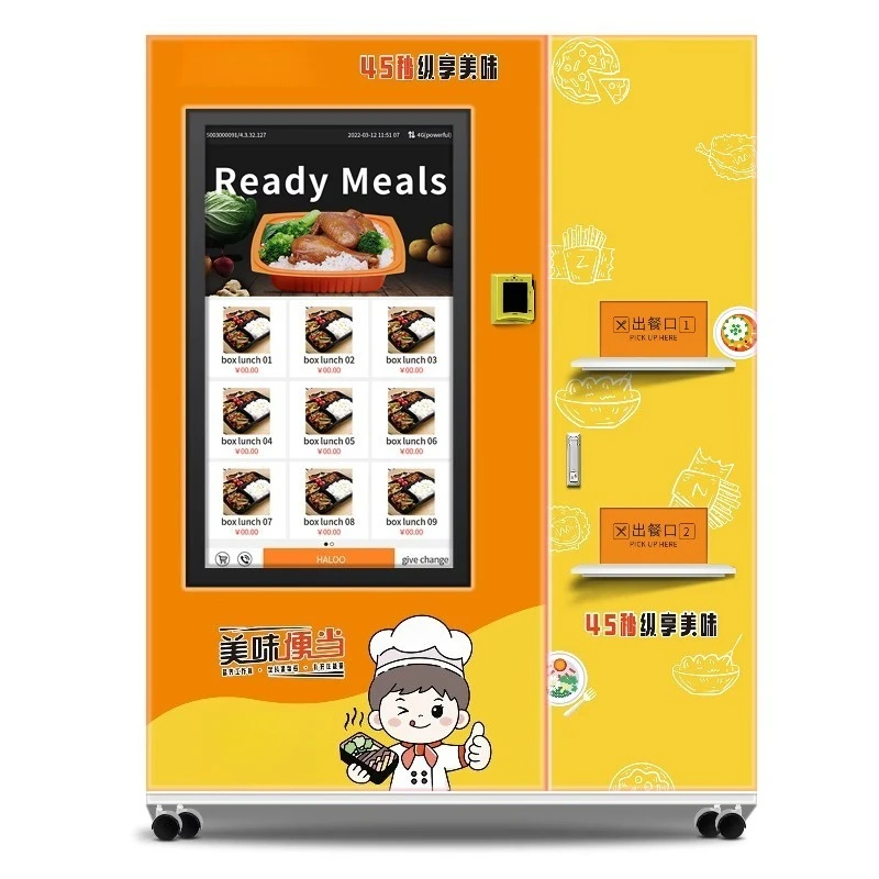 Customized Microwave Hot Food Vending Machine 49 Inch Touch Screen OEM Supplier Cashless Payment Office Mall Use