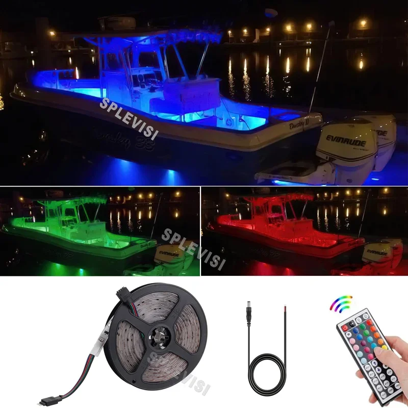 LED Boat Deck Light Kit,Marine Pontoon Lights,RGB Color Changing Led Strip Lights, IP65 Waterproof Under Gunwale Light w/ Remote