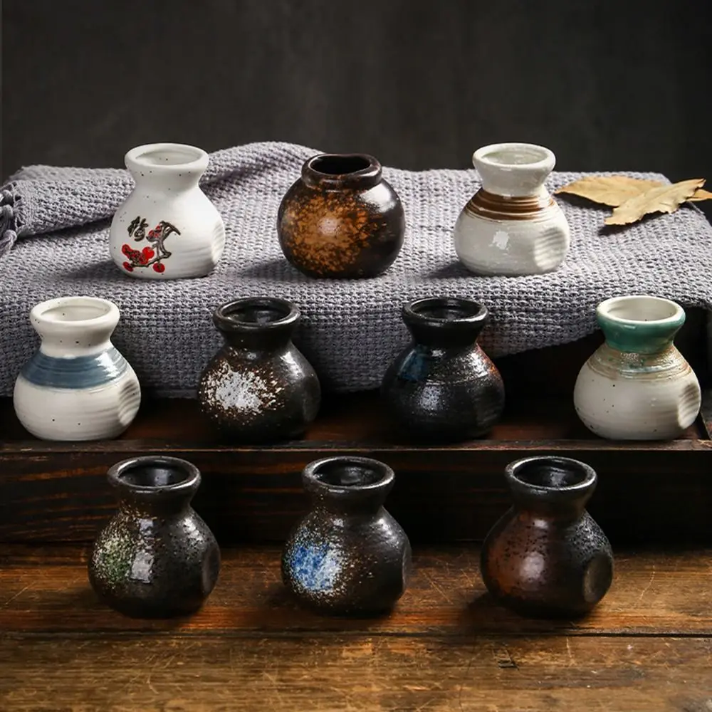 Japanese Style Ceramic Toothpick Holder Simple Retro Toothpick Dispenser Box Mini Small Vases Decor Cotton Swab Storage Jar