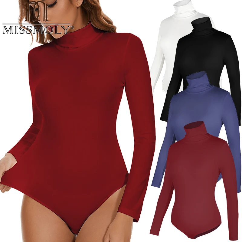 Bodysuit for Women Tummy Control Waist Shapers Long Sleeve Bodysuits High Collar Shapewear One-Piece Slimming Tops