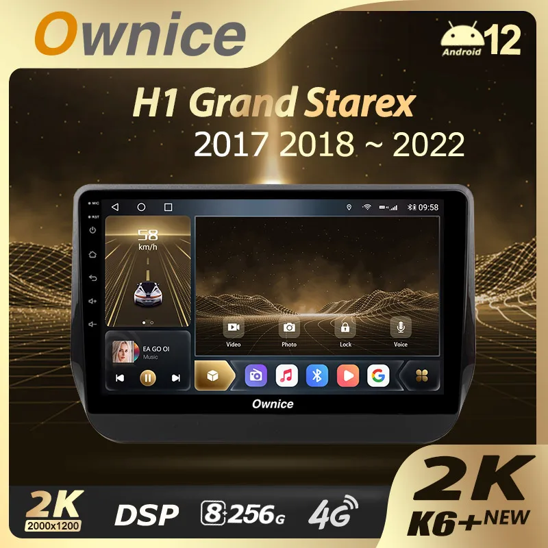 Ownice K6+ 2K up 8G+256G Car Radio Video Player GPS Navigation Stereo Android 14 Din for Hyundai H1 2 Grand Starex TQ 2017- 2022