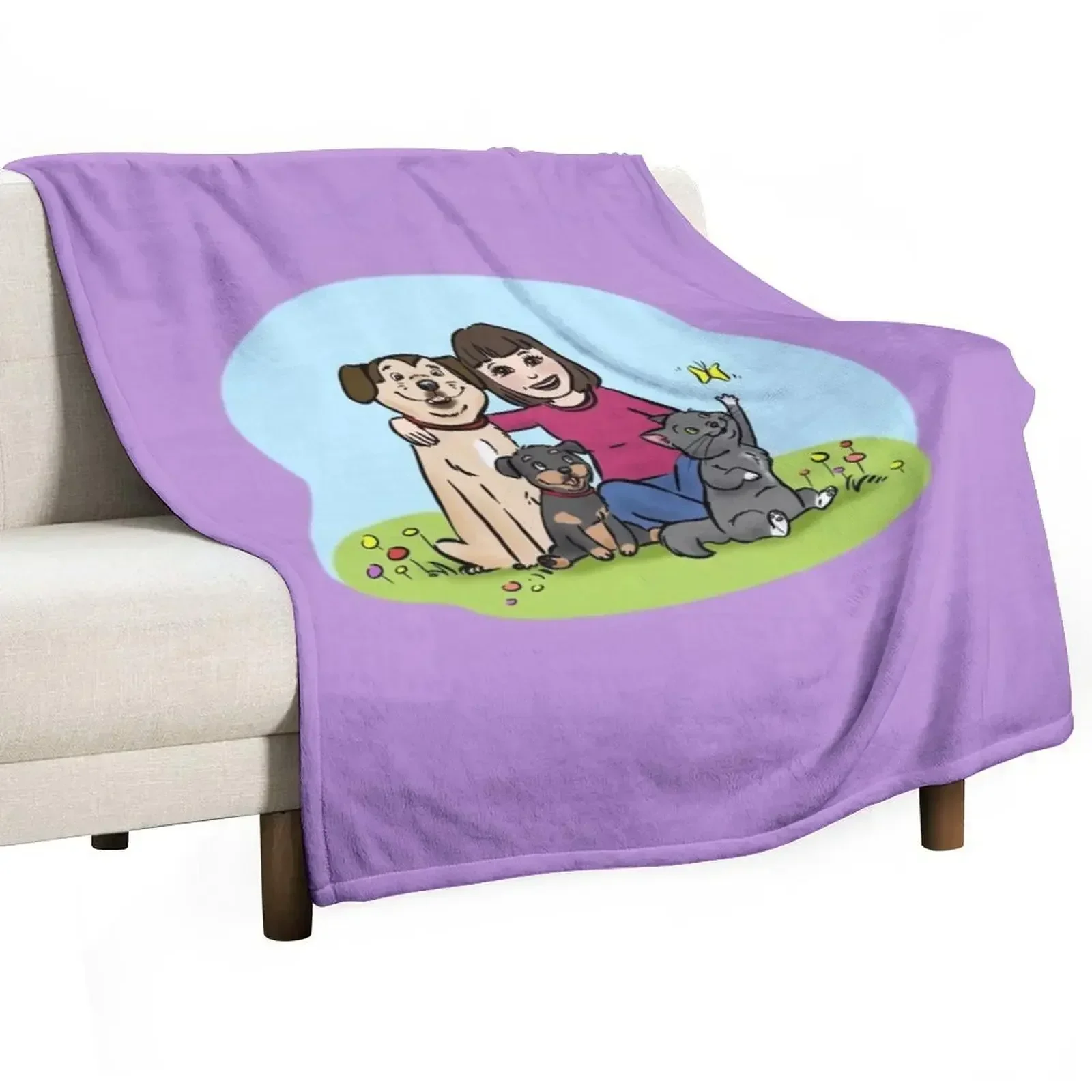 Leslie & Pets Holiday 2023 Throw Blanket Decorative Throw warm winter Comforter Quilt Plaid Moving Blankets