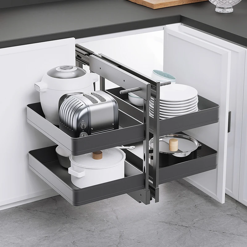 Corner Pull Basket Adjustment Storage Holders Organization Kitchen Tableware Racks Modern Storage Pull Baskets Home Accessories