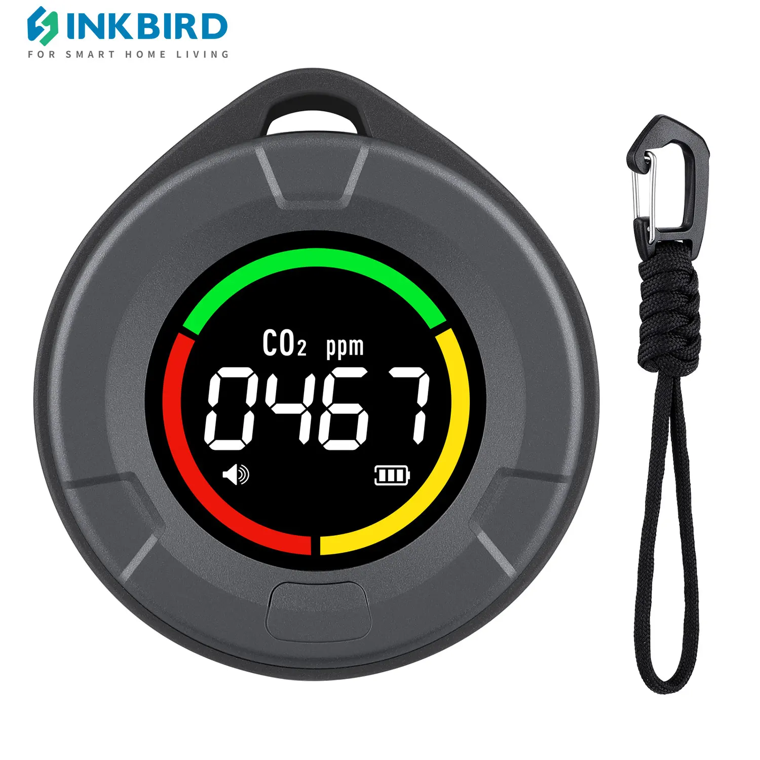 INKBIRDPLUS Portable CO2 Detector Indoor Full Color LCD DIsplay Mini CO2 Monitor Auto Calibration for Home Office Travel