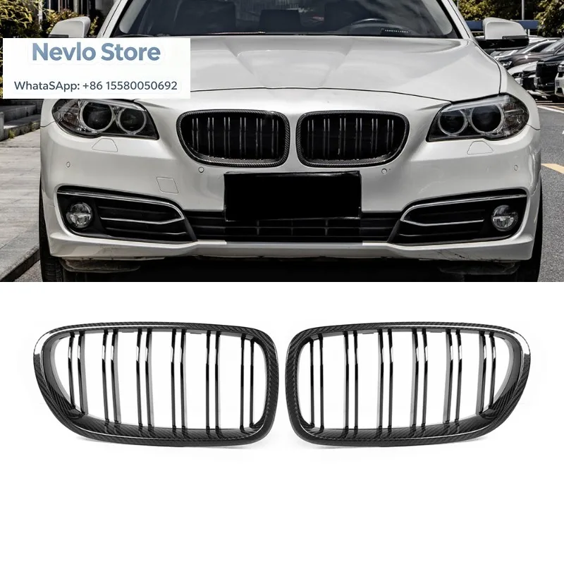 New DongSai High Quality 5 Series F10 Front Grill Dual Slats Prepreg Carbon Fiber (Carbon Black) 100% Fitment Easy Installation