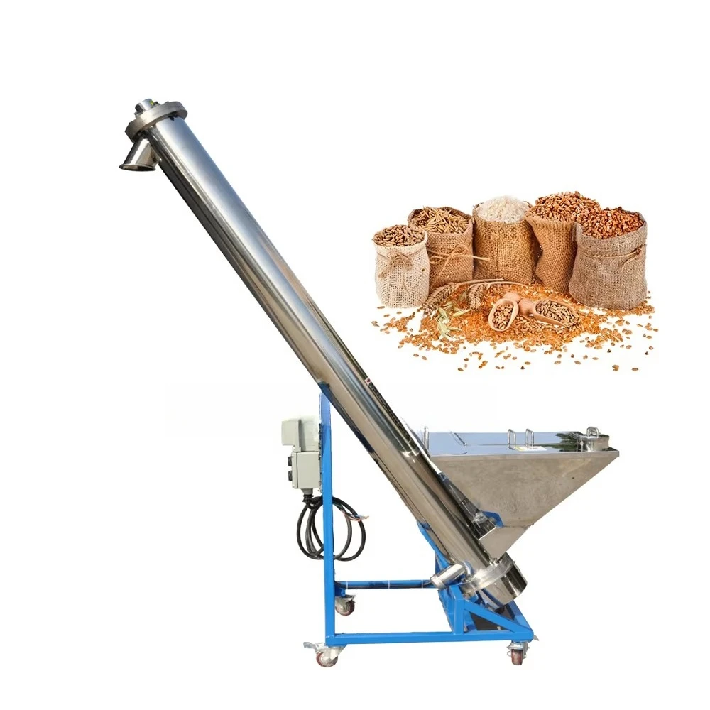 Adjustable Speed Stainless Steel Belt Food Auger Screw Conveyor Feeder Machine for Manufacturing Plants with Hopper