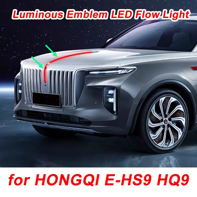 2pcs for HONGQI E-HS9 HQ9 Luminous Emblem LED Flow Light