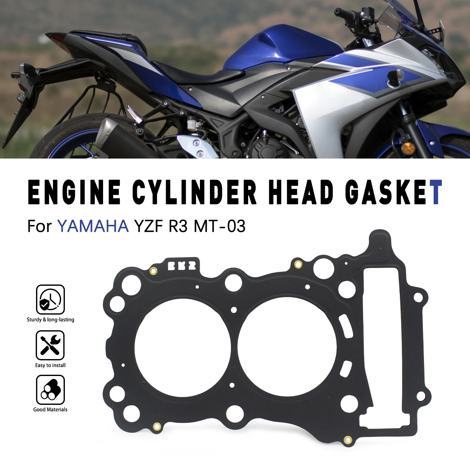 Cylinder Head Gasket For Yamaha YZF R3 2015-2024 MT-03 MT03 2020-2024 2MS-E1181-00-00 Motorcycle Engine Seal Repair Accessories