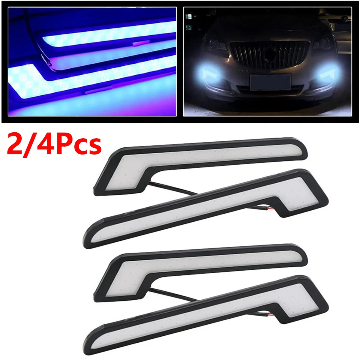 2/4Pcs Universal LED Daytime Running Lights LED Blue Light L-Shape Strips 12V LED DRL DIY Lamp Car Light Bar Car Driving Lamps