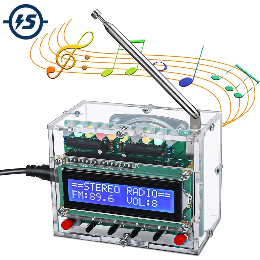 FM Radio DIY Soldering Practice Kit RDA5807 Digital FM Radio Receiver 87-108MHZ LED Flashing Light Electronic Project For STEM