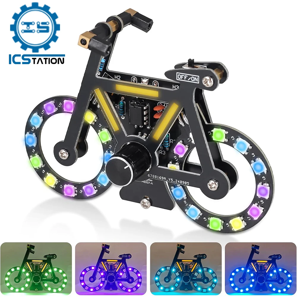 DIY Bike Soldering Project Kit Bicycle Electronic Suite With SMD RGB LED Lights Knob Control for STEM Valentine's Day Gift