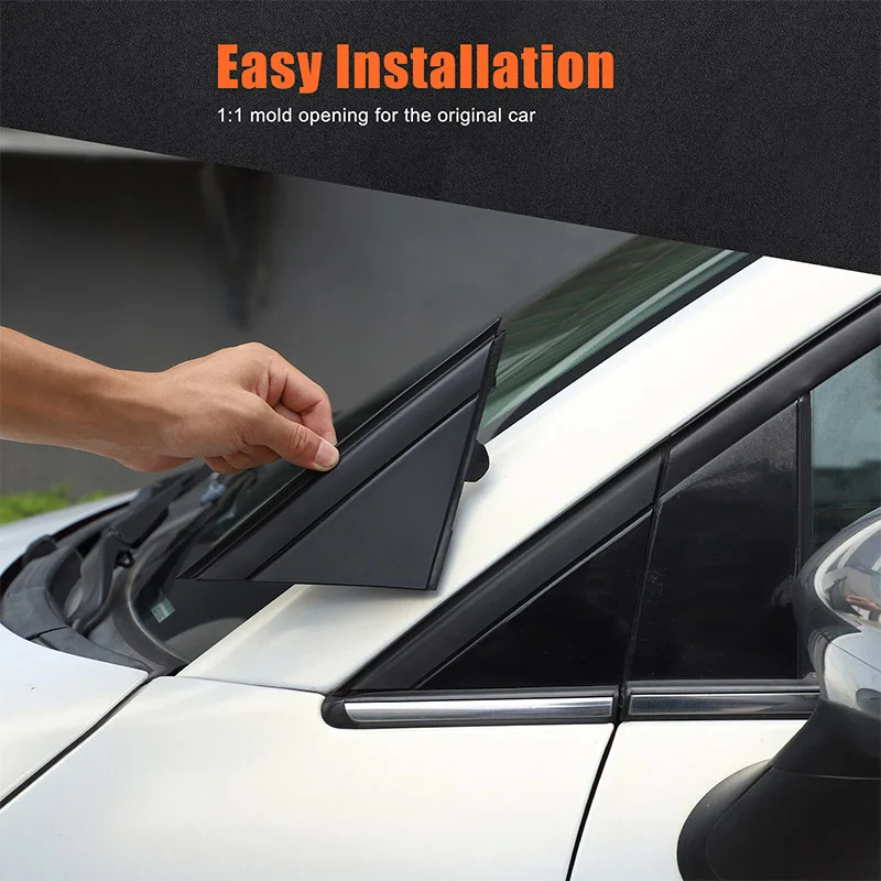 For 2010+ Fiat 500 Car Rearview Mirror Side Triangle Panel ABS Black Car Exterior Modification 2-Piece Set (Replacement Model)