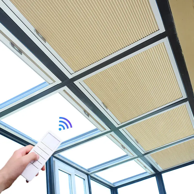 Electric Motorized Skylight Cellular Blinds Smart App Remote Control Honeycomb Shades Heat Insulation For Roof Window Custom