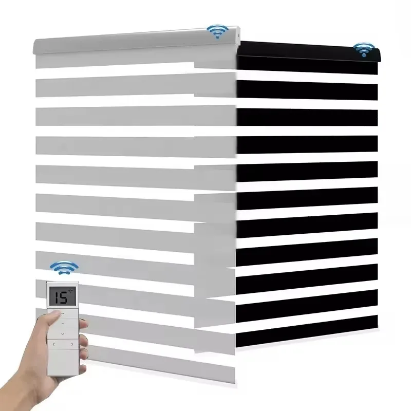 China Factory New Design Blackout And Windproof Motorized Zebra Blinds For Window