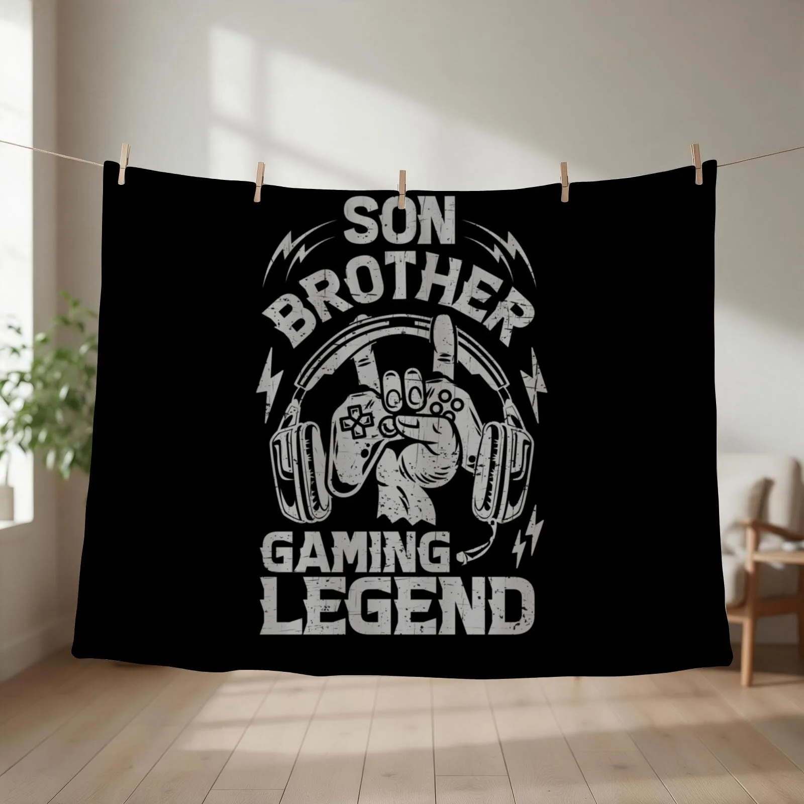 Son Brother Gaming Legend Gamer Gifts For Teen Boys Gaming Vintage Throw Blanket
