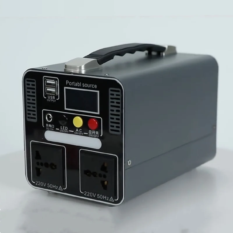 300W Solar Power Bank 300Wh Outdoor Mobile Battery Pack with 4 Ports Fast Charging LED Light for Camping Home Emergency