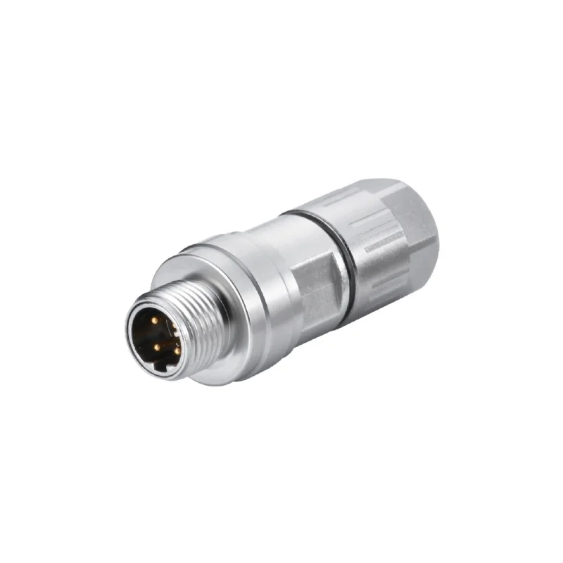 M12 D Code Field Installation Assembly Connector Crimping Termination Male 4 Pin Male Panel Mont Connector 5 Pin Female End 3/4