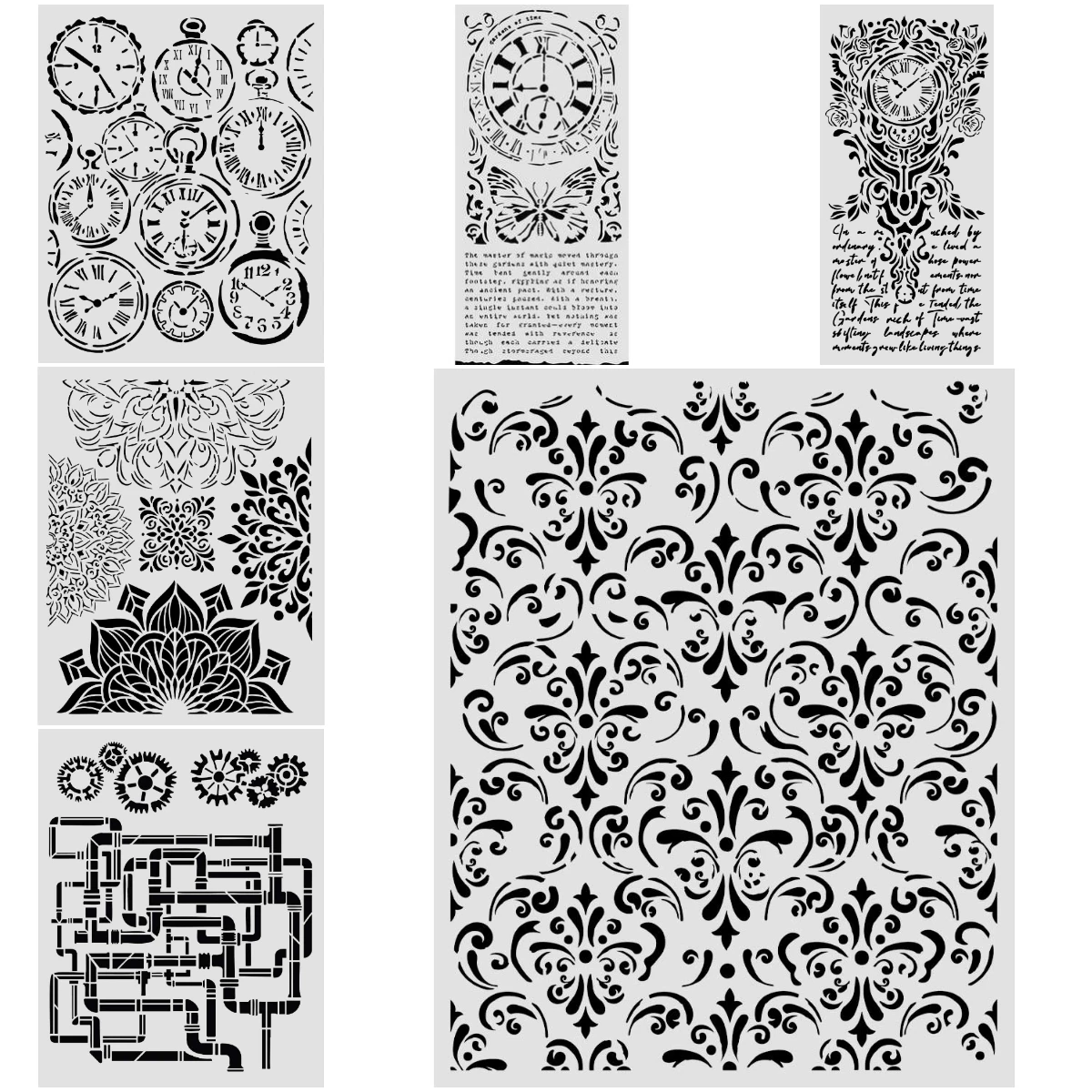Wallpaper Mixed Clocks Decor DIY Layering Stencils Graphics Painting Scrapbooking Stamp Ornament Album Embossed Template Reusa