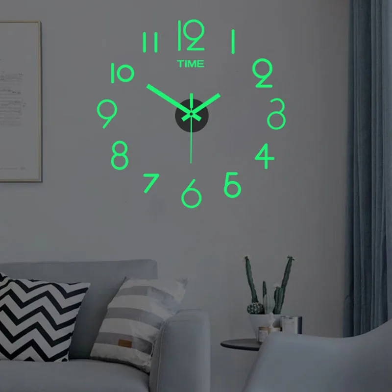 Reloj De Pared Luminous Wall Clock DIY Quartz Watch Clocks Acrylic Mirror Stickers Horloge Murale Wall Decor Home Decoration HOT