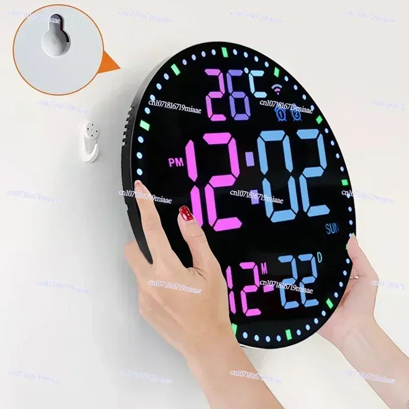 RGB Perpetual Calendar Living Room Decoration Clock Wifi App Control Countdown Silent Snooze Alarm Clock LED Digital Wall Clock