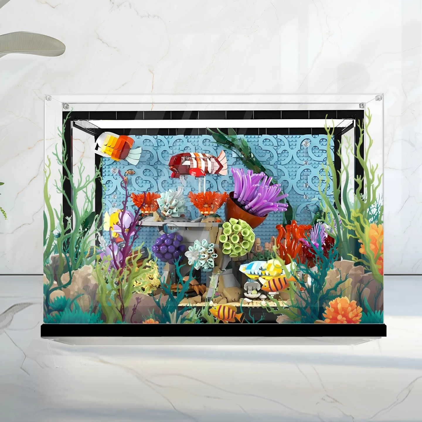 For LEGO 10366 Tropical Aquarium Acrylic Display Case, Crystal Clear Dustproof Storage Box