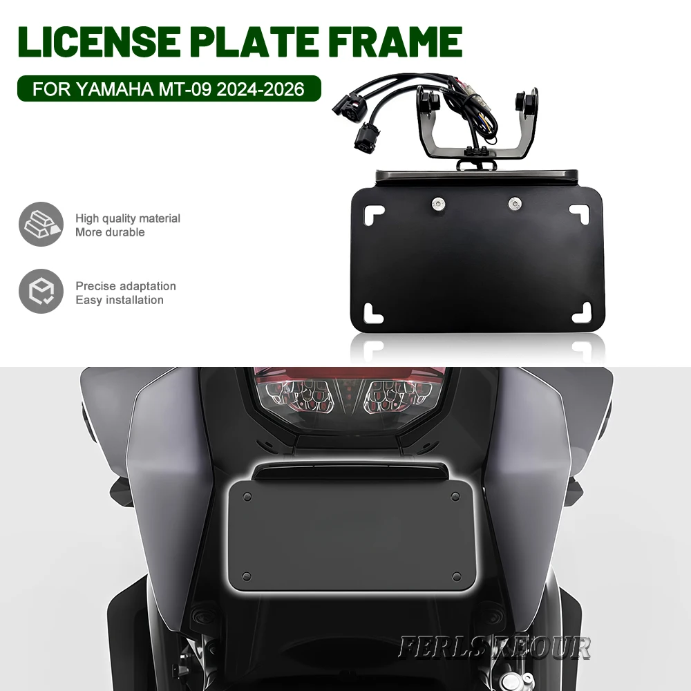 Suitable for Yamaha MT-09 2021-2025, black, folding one-piece bob tail fender eliminator multifunctional license plate holder