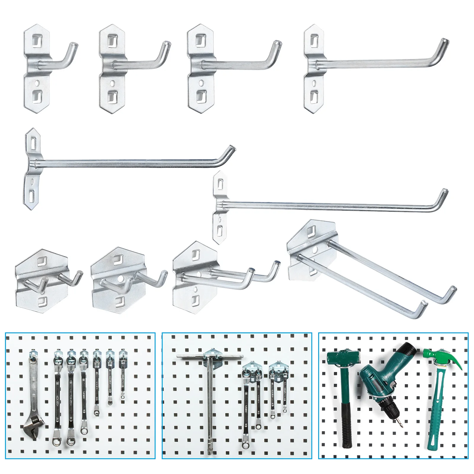 Multi-function Wall Mounted Hook Hanger Heavy Duty Garage Storage Utility Hooks Tool Holder for Pegboard Storage Hanging Holder