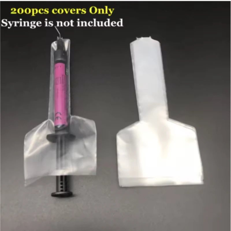 200pcs Dental Disposable Syringe resin covers sleeves plastic Sheath dentist tools