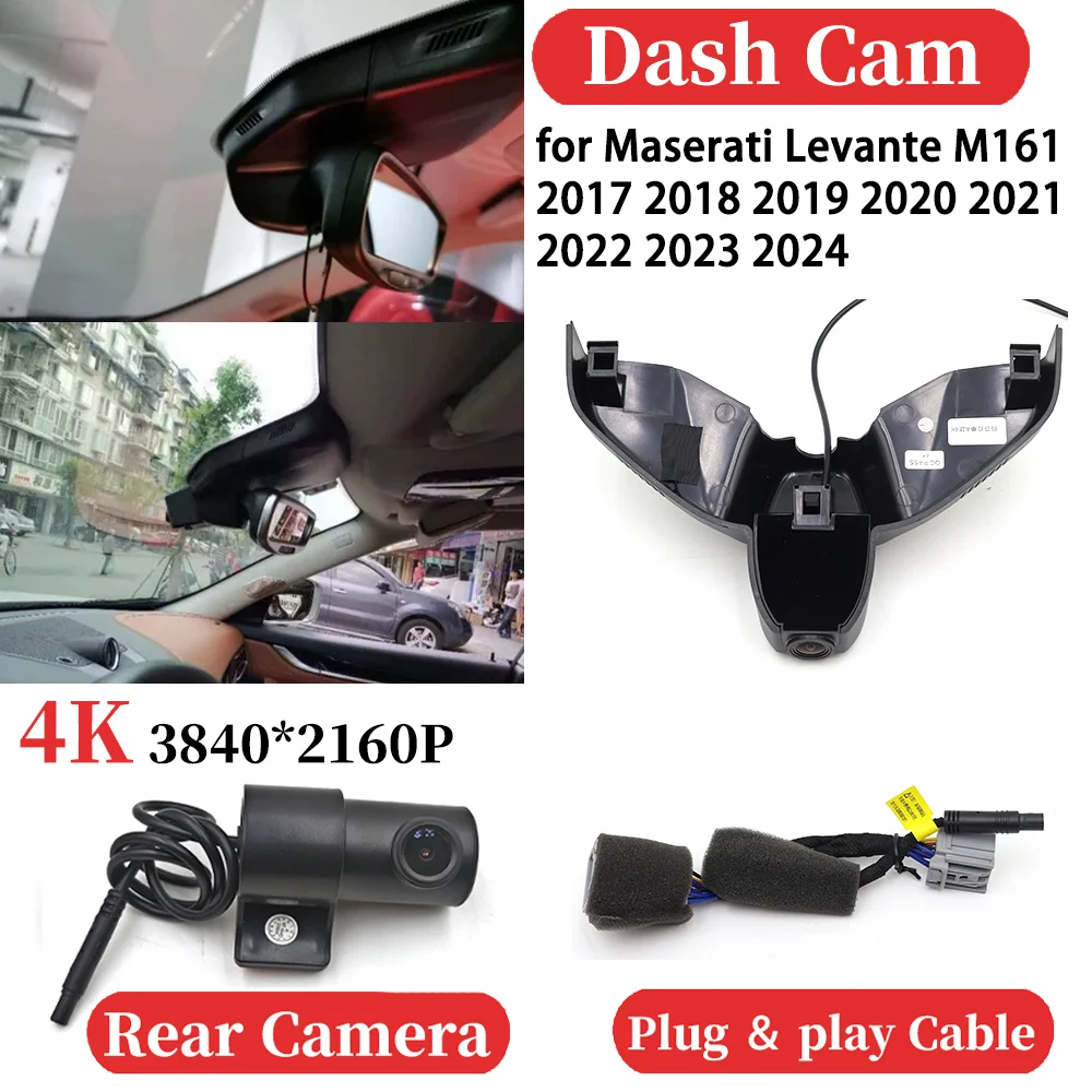 for Maserati Levante M161 2017 2018 2019 2020 2021 2022 2023 2024 Car Front＆Rear 4K Video Recorder DVR Dash Cam Dashboard Camer