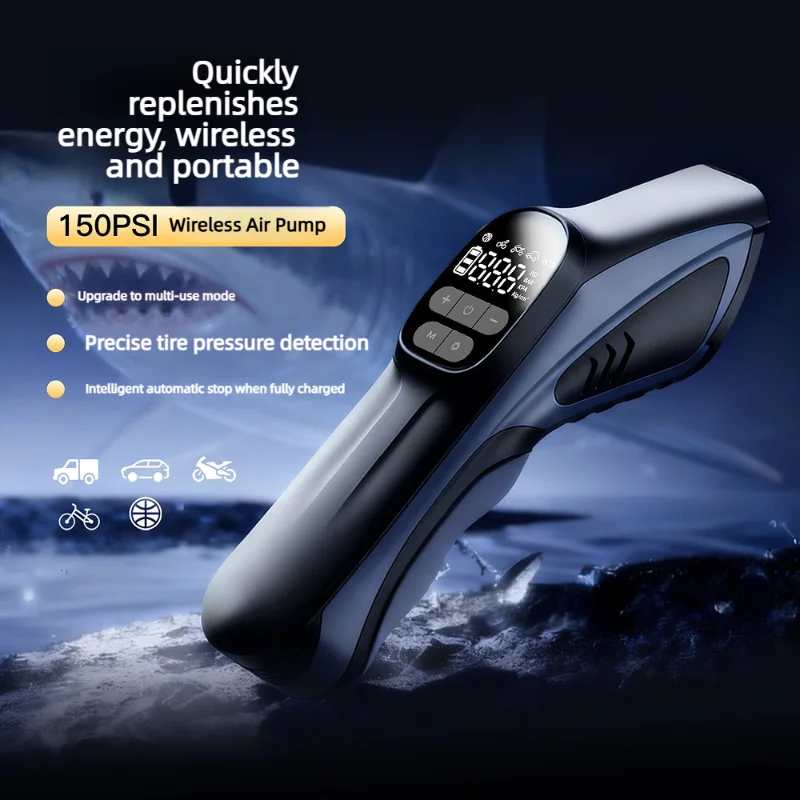 150PSI Wireless Motorcycle Air Pump Air Compressor 4000mAh Digital Display Handheld Portable Car Electric Tire Inflator