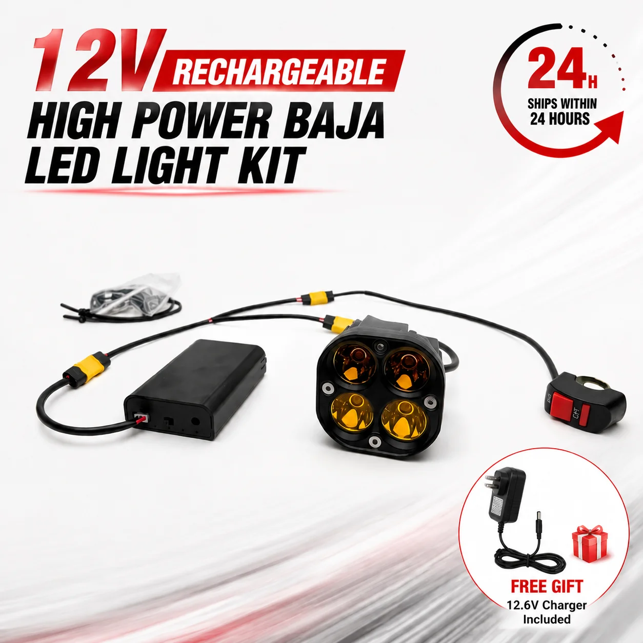 Wintai 12V Rechargeable Rechargeable Battery Box Front Baja Light LED Headlamp 40W 3623 Total Lumens Road Light IP67 Waterproof