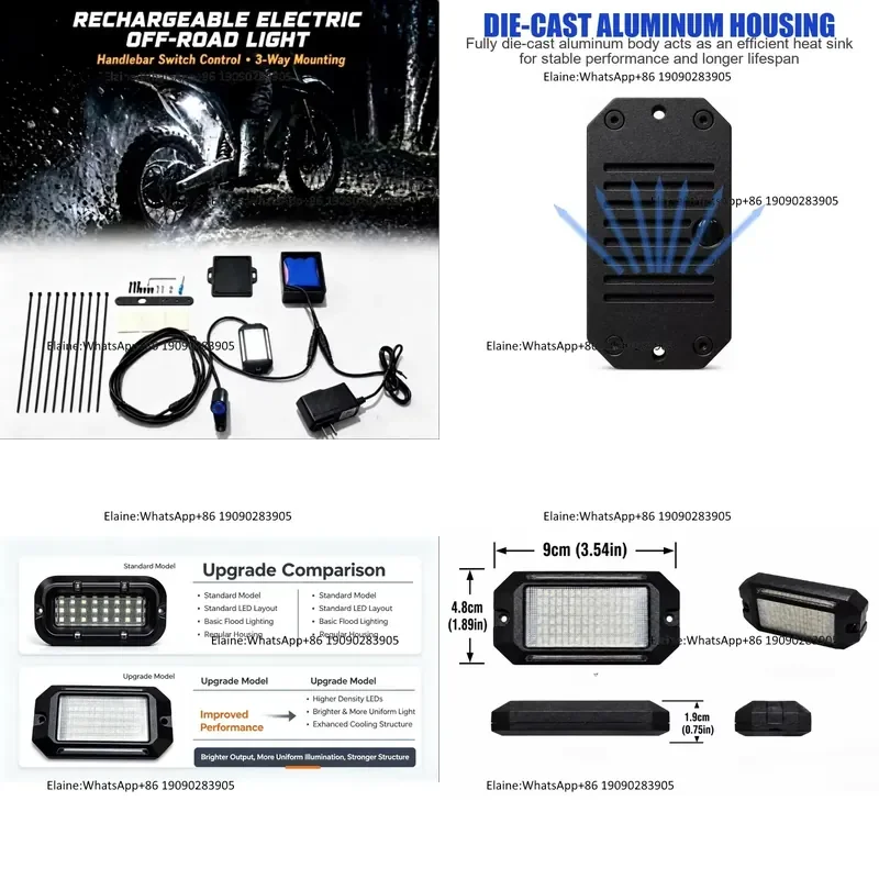 All Metal 108 LED  Rock Light IP68 Waterproof 1.5Hr Rechargeable 3-Side Emitting Off-Road Handlebar Switch Power Bank