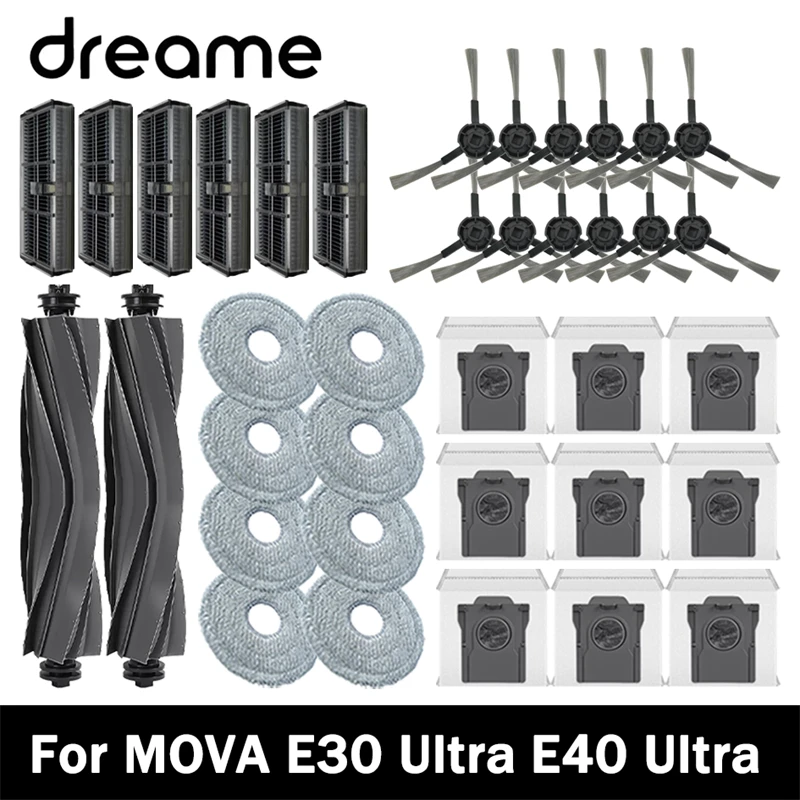 For MOVA E30 Ultra / E40 Ultra Robot Vacuum Cleaner Replacement Accessories Main Side Brush Mop Cloth HEPA Filter Dust Bag Spare