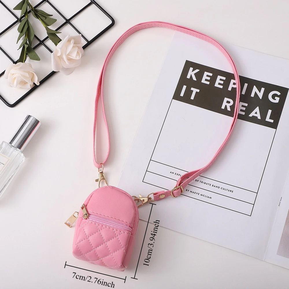 New Mini Backpack Keychain Cute Bag Hanging Portable Earphones Data Cable Storage Bag PU Change Lipstick Storage Bag Gift