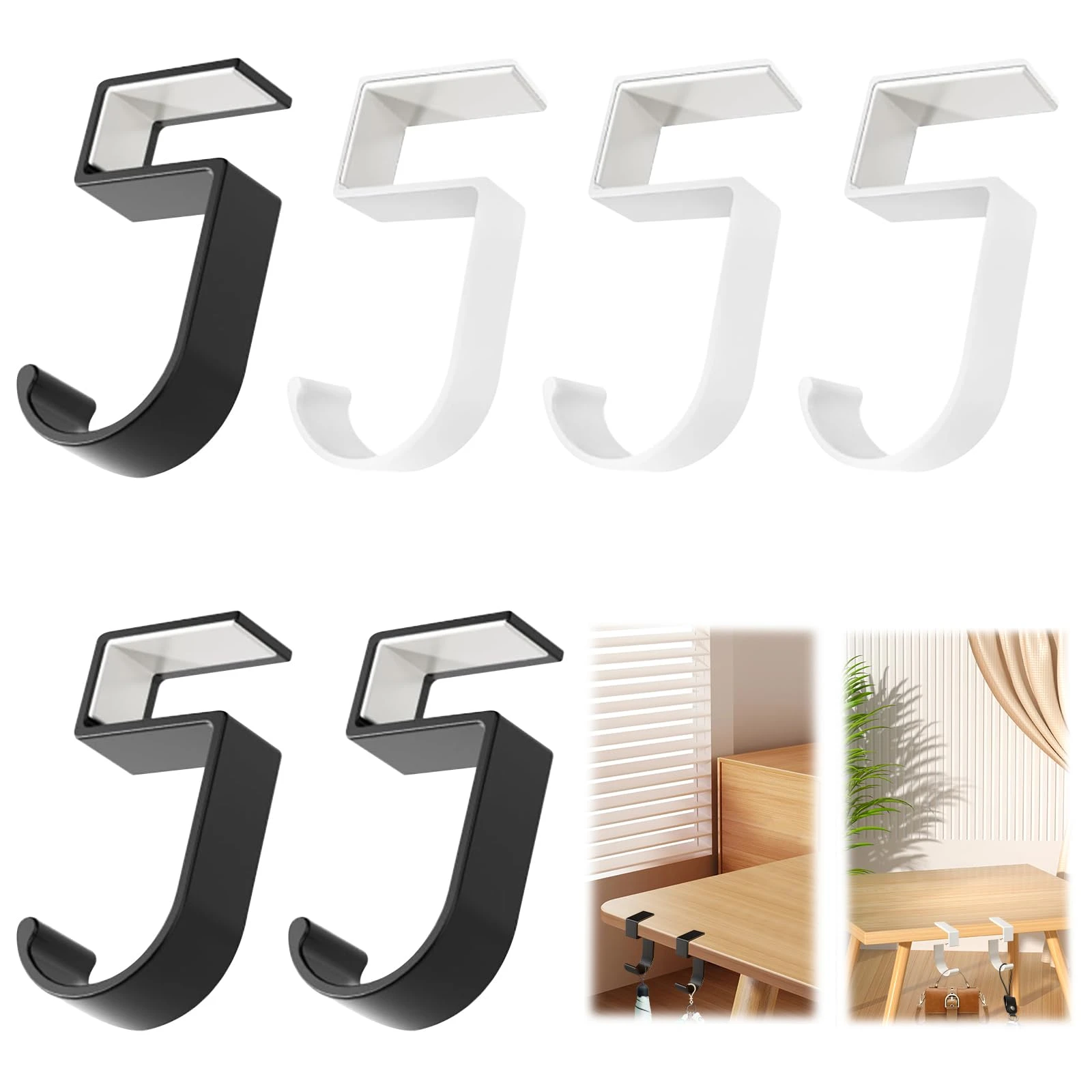 Metal Portable Hanging Bag Hook Table Side Punch-Free Earphone Holder Office Desktop Edge Stand Hanger Adjustable Home Organizer