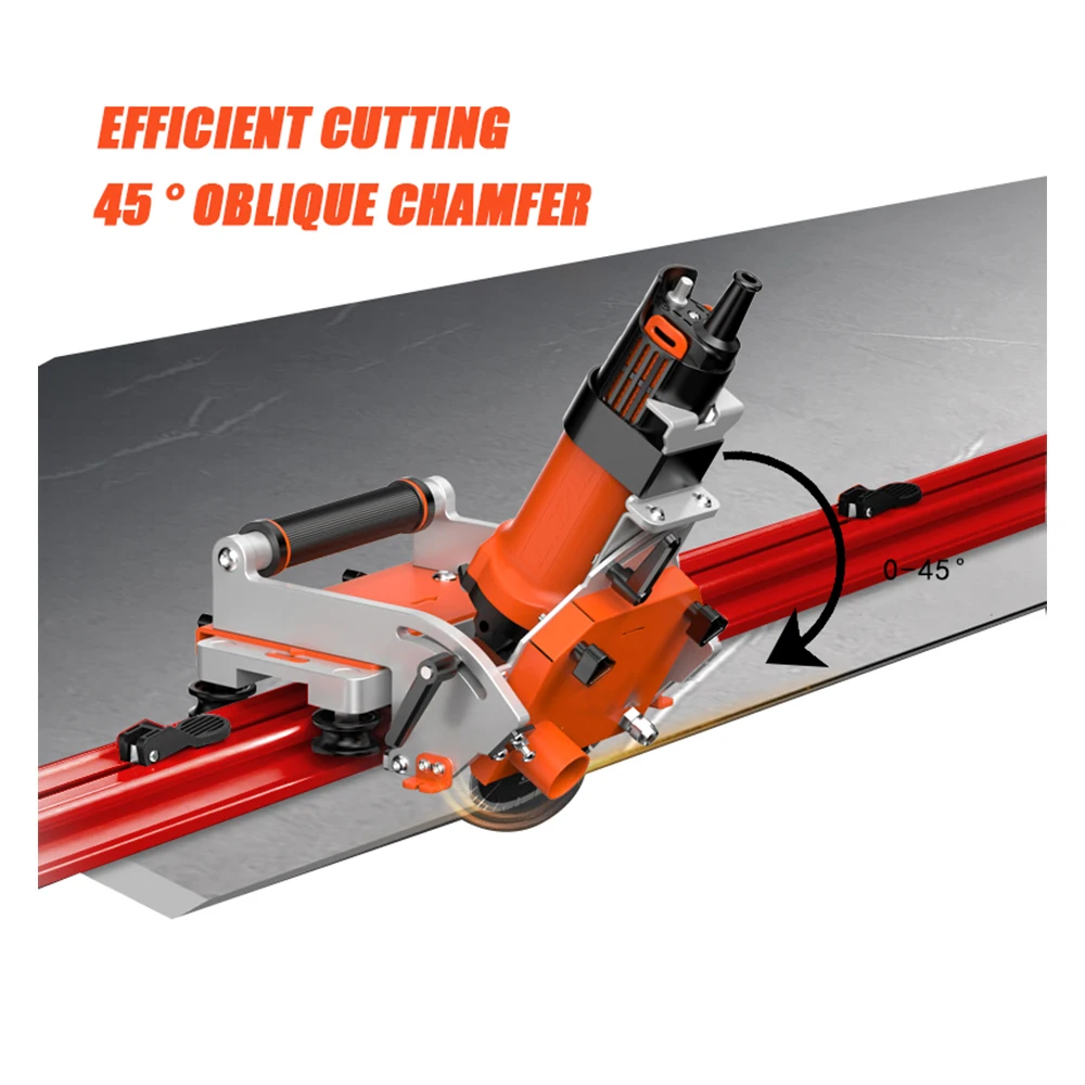 Portable 2m Electric Professional Water Jet Tile Cutter for Porcelain Marble Ceramic Tiles 45 Degree Chamfer with Guide Rails