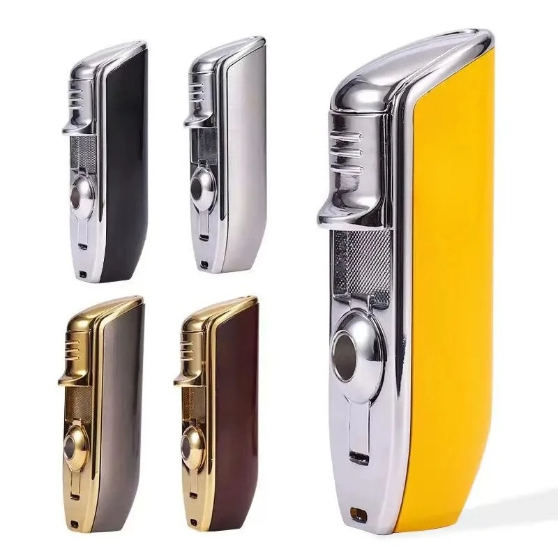 Luxury Portable Outdoor Metal Windproof Butane Gas Snake Lighter 3 Torch Blue Flame Jet Cigar Cigar Special Lighter  Men's Gifts