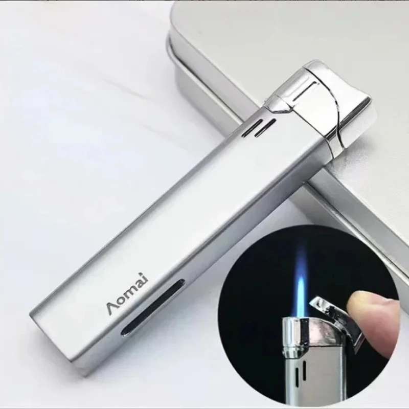 Aomai Metal Windproof Jet Blue Flame Butane Gas Turbo Torch Lighter Visible Gas Window Portable Cigar Lighter Smoking Men's Gift