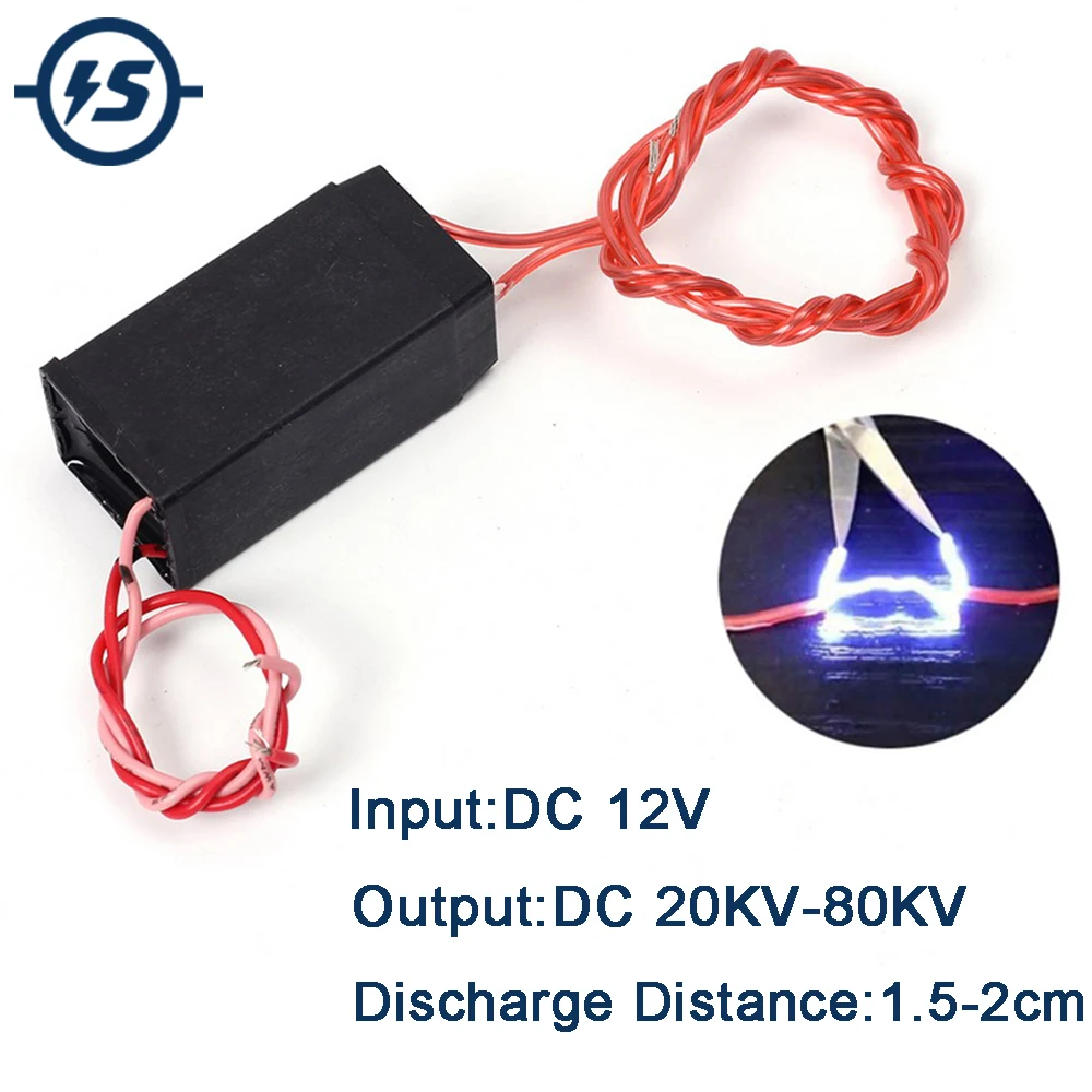 High Voltage Generator 80KV Super 6V-12V Transformer Boost Inverter Generator Pulse Arc Generator Ignition Coil 2cm Igniter