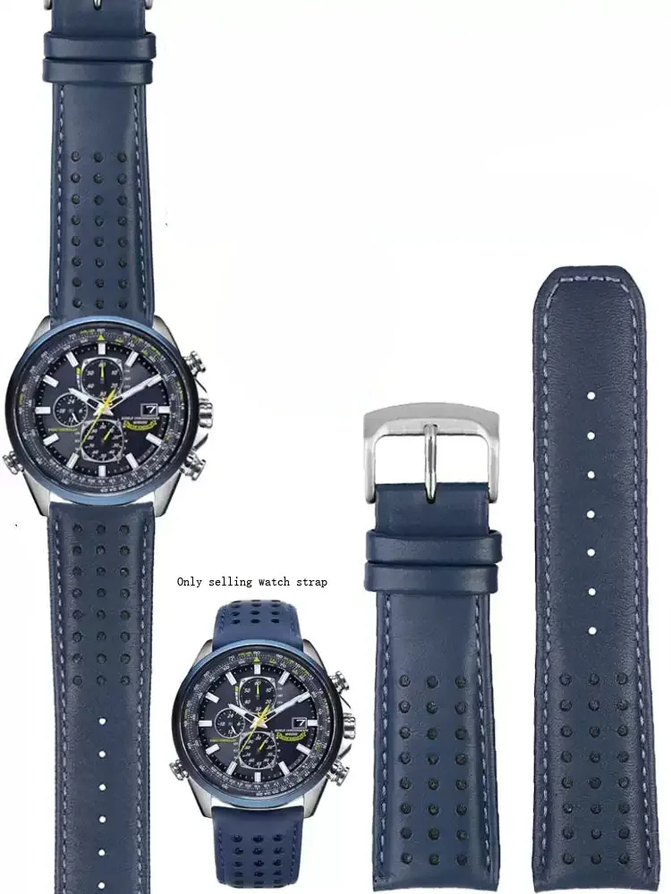 Genuine Leather Watch Strap for Citizen Watch Strap Blue Angel JY8078-52L Y8078-01L Second Generation Blue Angel Cowhide 22 23mm