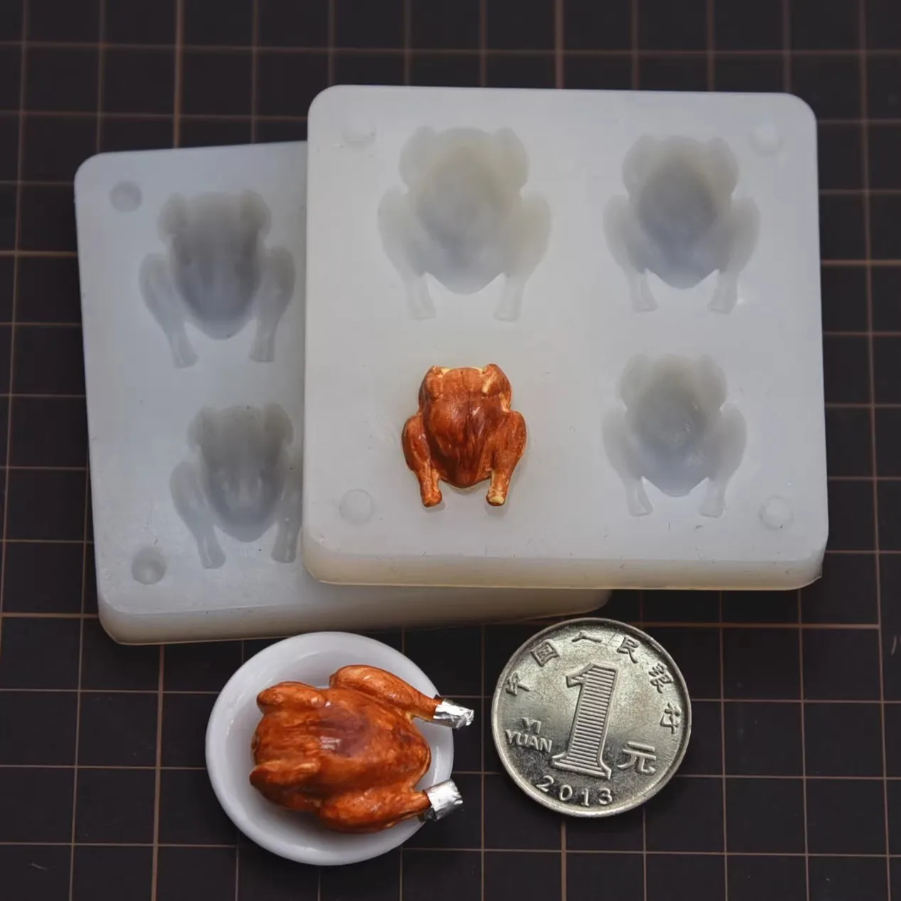 3D Mini Chicken Roast Duck Silicone Molds Pottery Clay Doll House Food Toy Meat Mini Handicraft DIY Molds