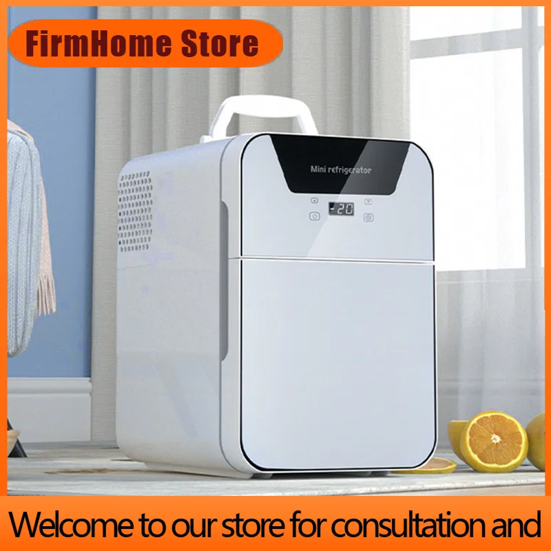 FirmHome Store20-Liter Mini Mini Refrigerator Household Student Cosmetics Car Home Dual-Use Refrigeration Portable Digital Displ